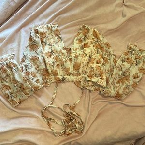 Long Sleeve Floral Crop Top